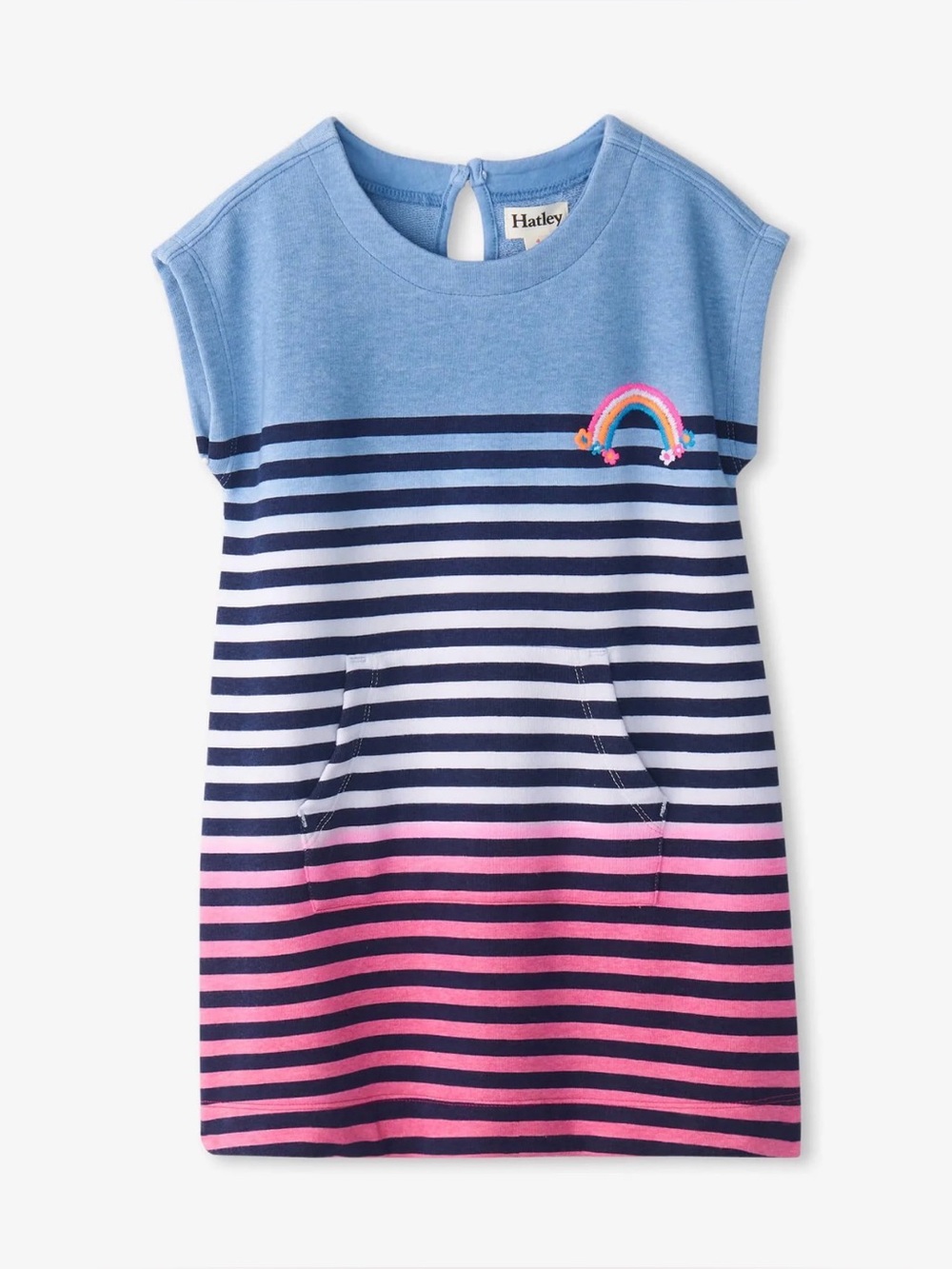 Hatley Sunset Stripe Terry Slouchy Dress Rainbow Blue School NWT Girls Size 6